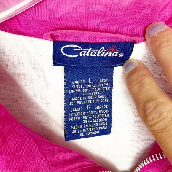 Vintage Catalina Pink Full Zip Windbreaker Sz L - Picture 2 of 8